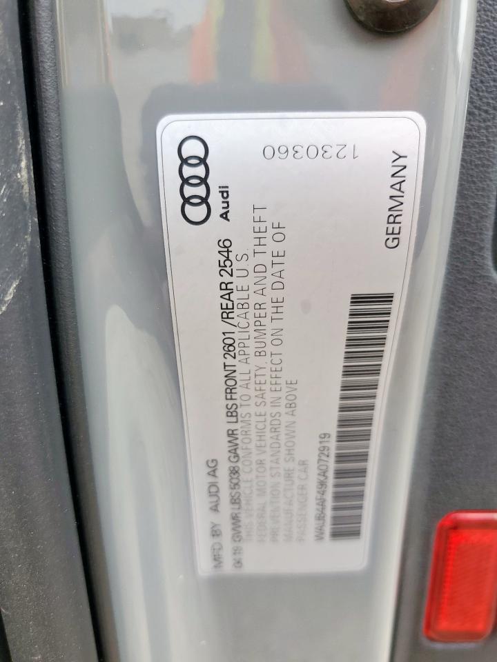 2019 Audi S4 Premium Plus VIN: WAUB4AF49KA072919 Lot: 63515535