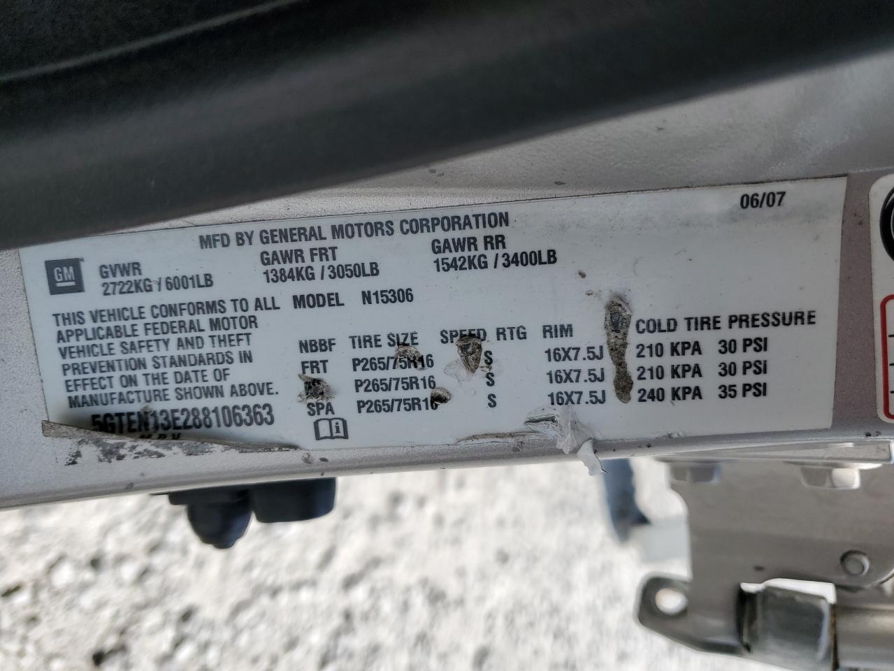 5gten13e288106363 5GTEN13E288106363 2008 Hummer H3