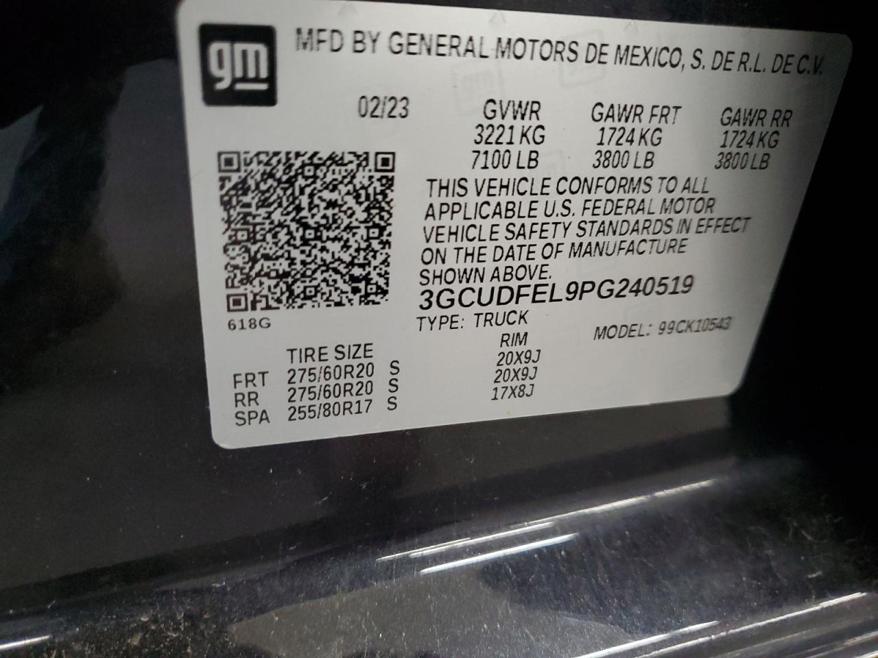 2023 Chevrolet Silverado K1500 Lt Trail Boss VIN: 3GCUDFEL9PG240519 Lot: 65896095