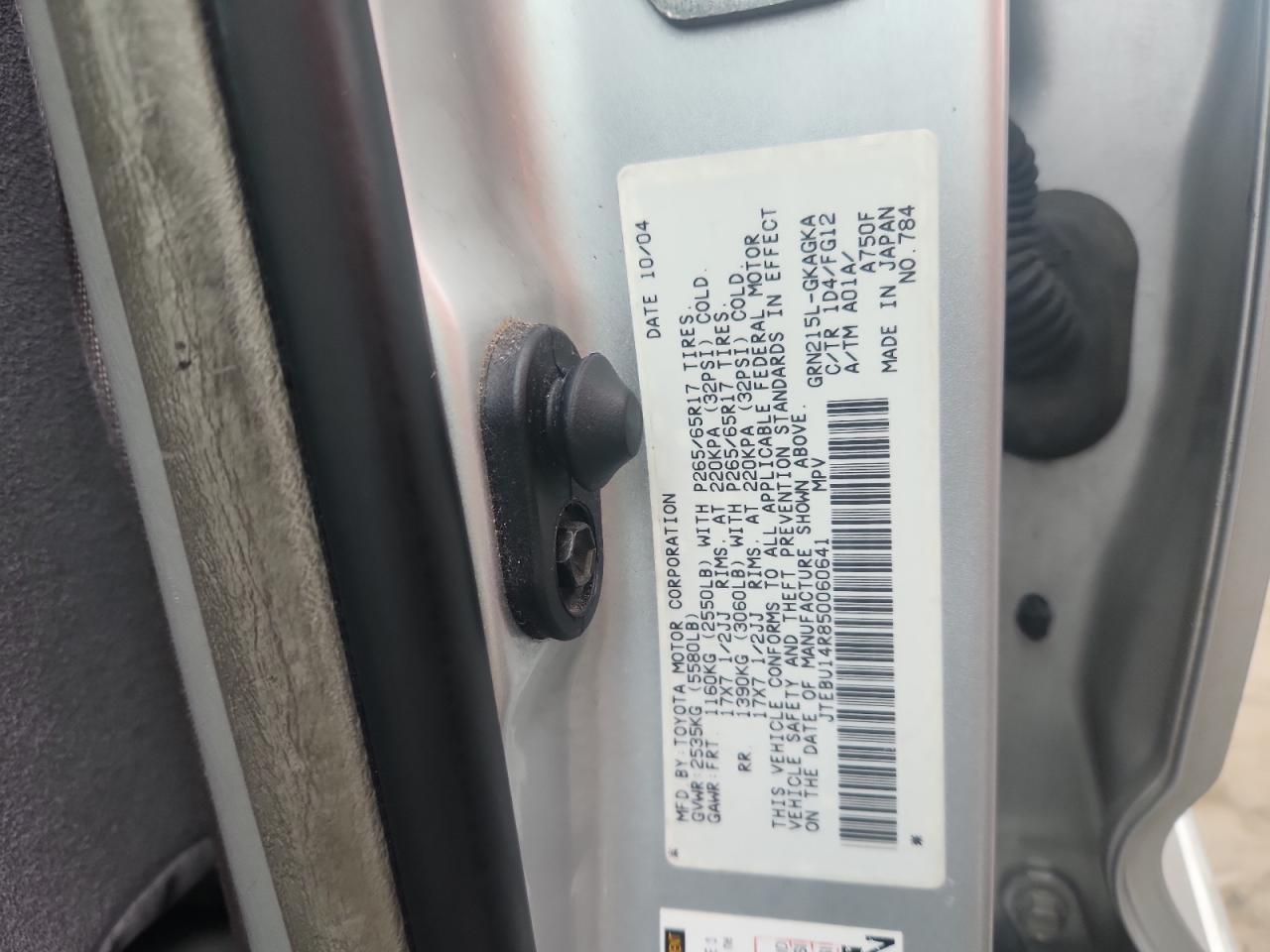 2005 Toyota 4Runner Sr5 VIN: JTEBU14R850060641 Lot: 64674305