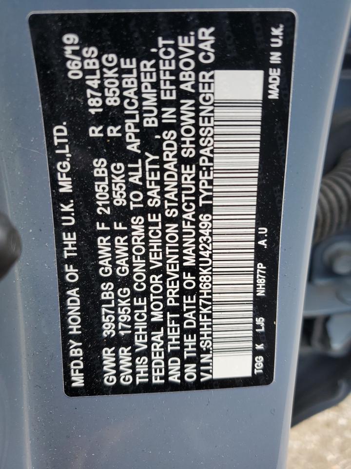 2019 Honda Civic Ex VIN: SHHFK7H68KU423496 Lot: 64105595