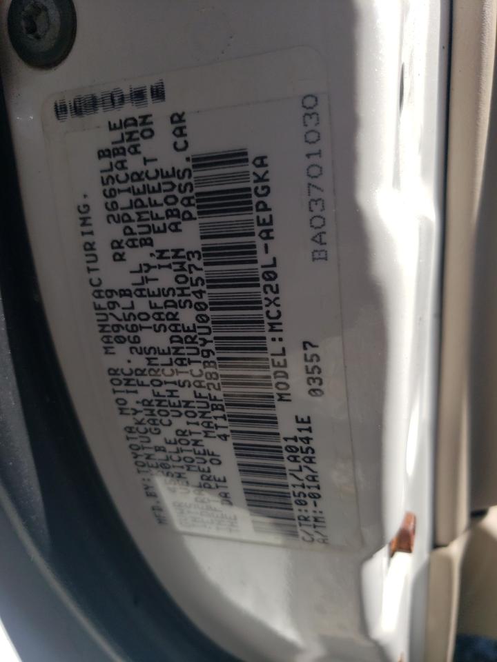 2000 Toyota Avalon Xl VIN: 4T1BF28B9YU004573 Lot: 64360235