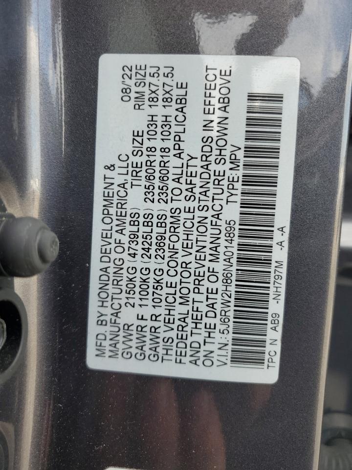 2022 Honda Cr-V Exl VIN: 5J6RW2H86NA014895 Lot: 62838975