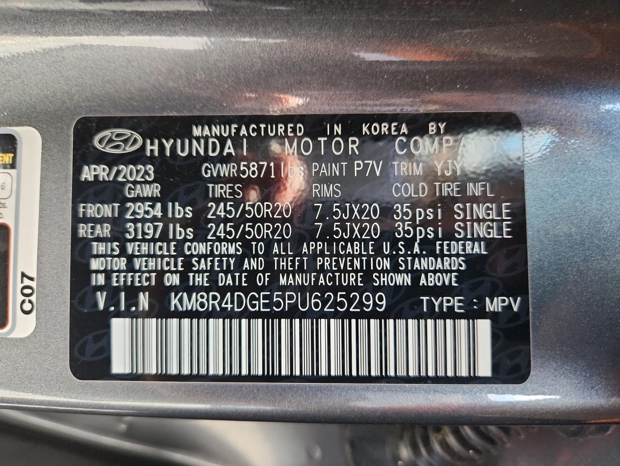 2023 Hyundai Palisade Sel Premium VIN: KM8R4DGE5PU625299 Lot: 63447025
