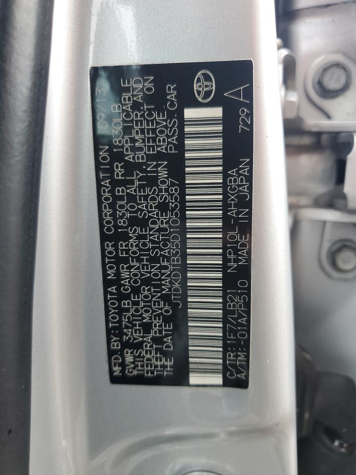 2013 Toyota Prius C VIN: JTDKDTB35D1053587 Lot: 64676415