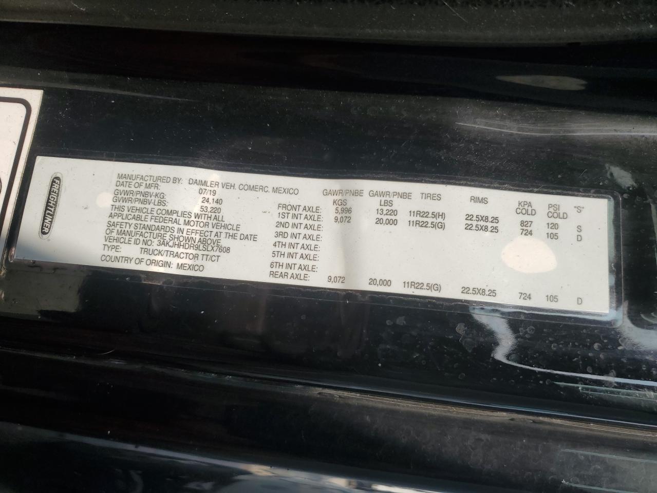 2020 Freightliner Cascadia 126 Semi Truck VIN: 3AKJHHDR9LSLX7608 Lot: 63015565