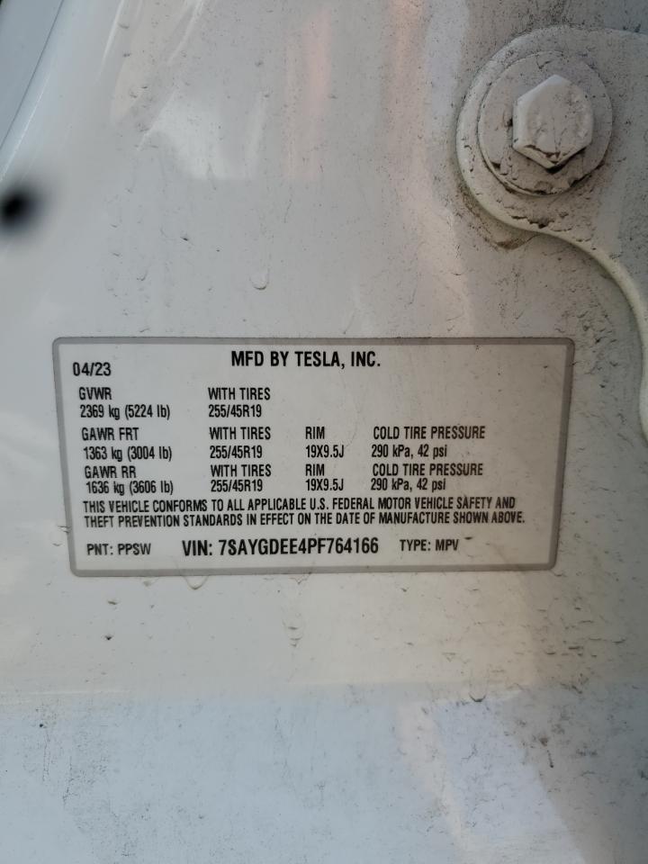 2023 Tesla Model Y VIN: 7SAYGDEE4PF764166 Lot: 64412875