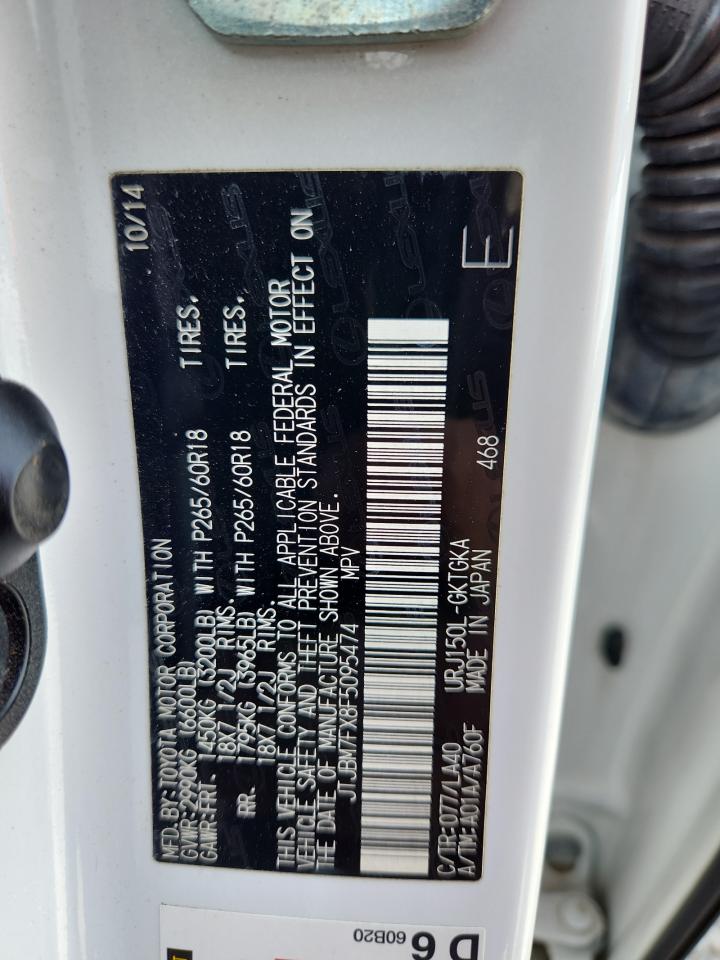 2015 Lexus Gx 460 VIN: JTJBM7FX8F5095474 Lot: 63627045