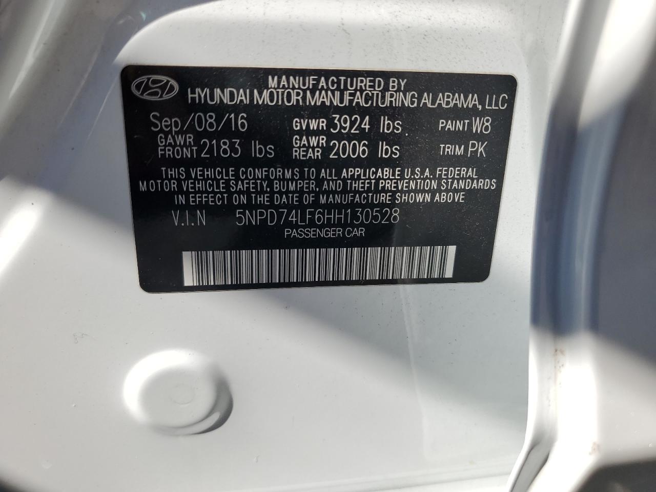 2017 Hyundai Elantra Se VIN: 5NPD74LF6HH130528 Lot: 63522645