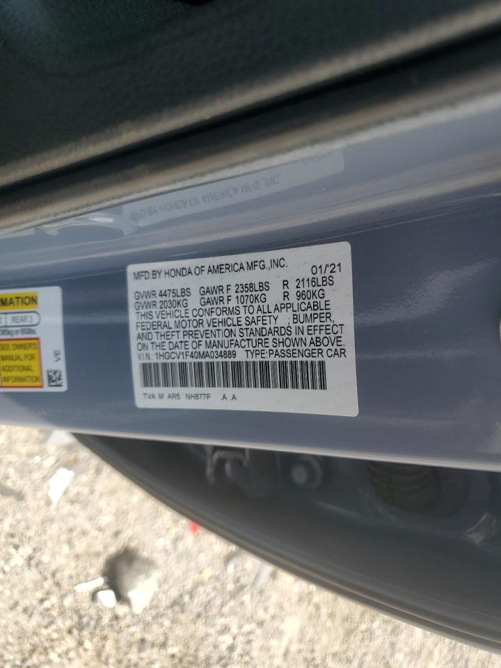 2021 Honda Accord Sport Se VIN: 1HGCV1F40MA034889 Lot: 64104355