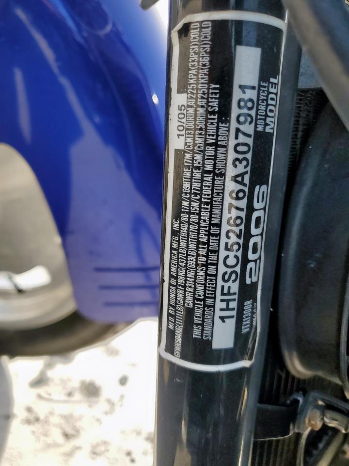 2006 Honda Vtx1300 R VIN: 1HFSC52676A307981 Lot: 64829325