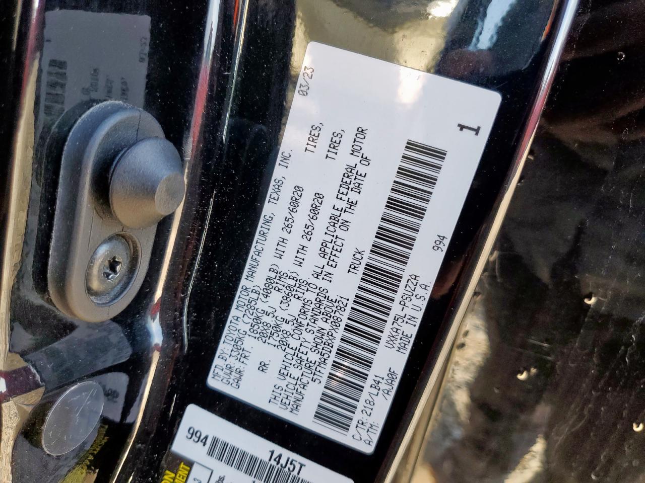 2023 Toyota Tundra Crewmax Platinum VIN: 5TFMA5DBXPX087821 Lot: 64240965
