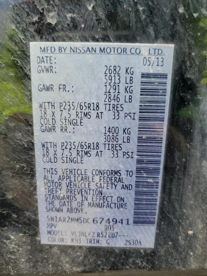 2013 Nissan Pathfinder S VIN: 5N1AR2MM5DC674941 Lot: 65465155