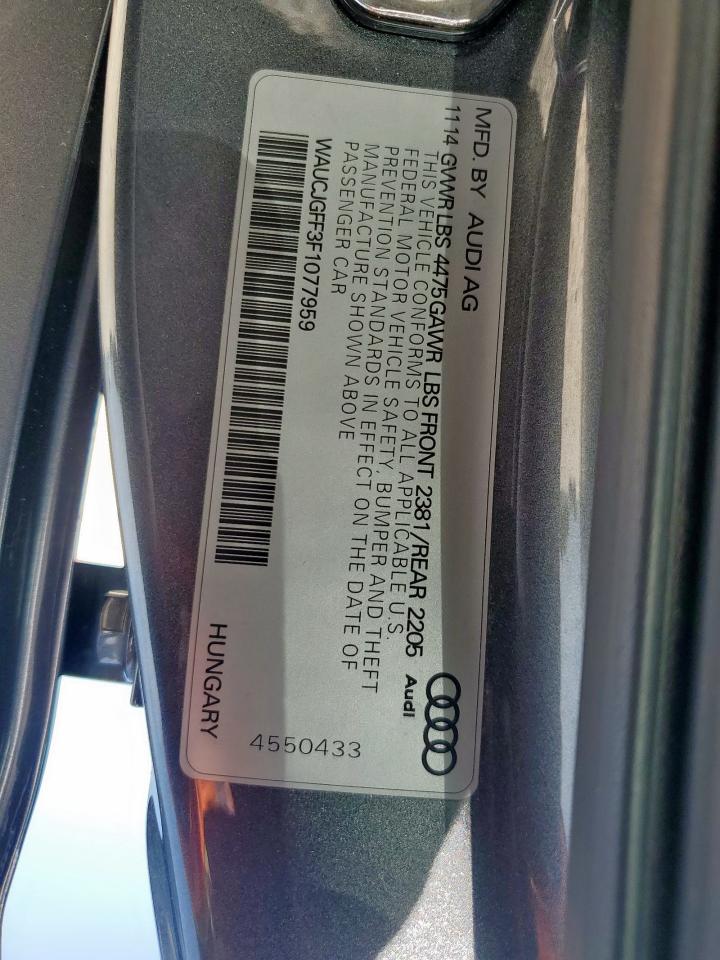 2015 Audi A3 Premium Plus VIN: WAUCJGFF3F1077959 Lot: 62376285