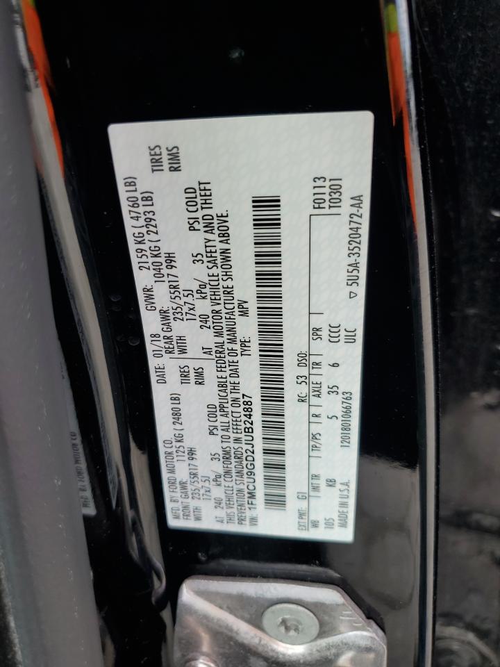 2018 Ford Escape Se VIN: 1FMCU9GD2JUB24887 Lot: 64728165