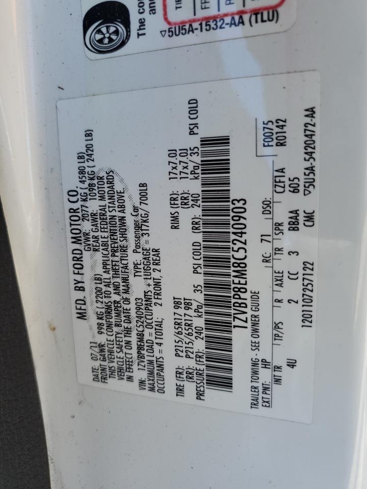 2012 Ford Mustang VIN: 1ZVBP8EM8C5240903 Lot: 66749105