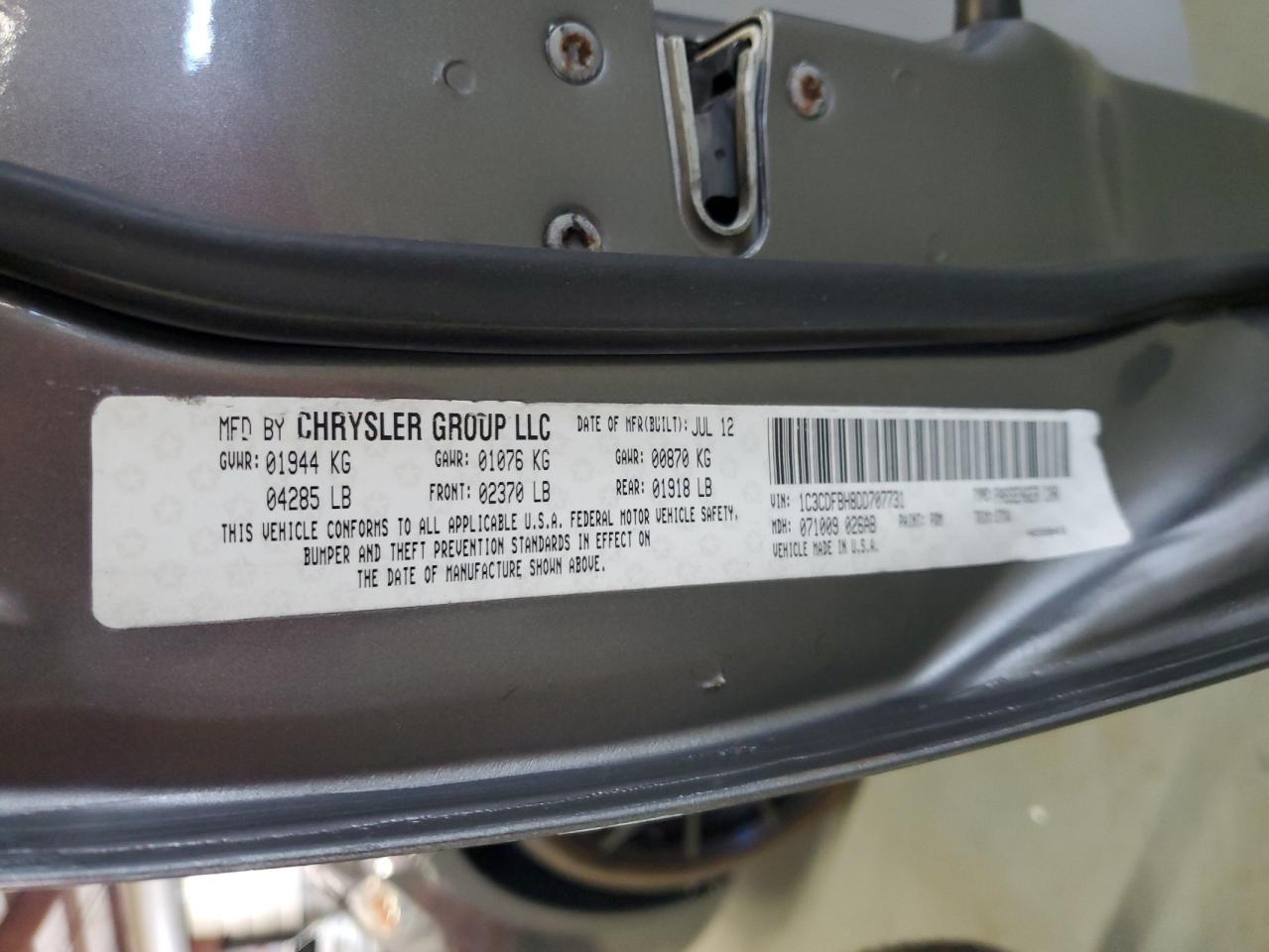 2013 Dodge Dart Sxt VIN: 1C3CDFBH8DD707731 Lot: 65715335