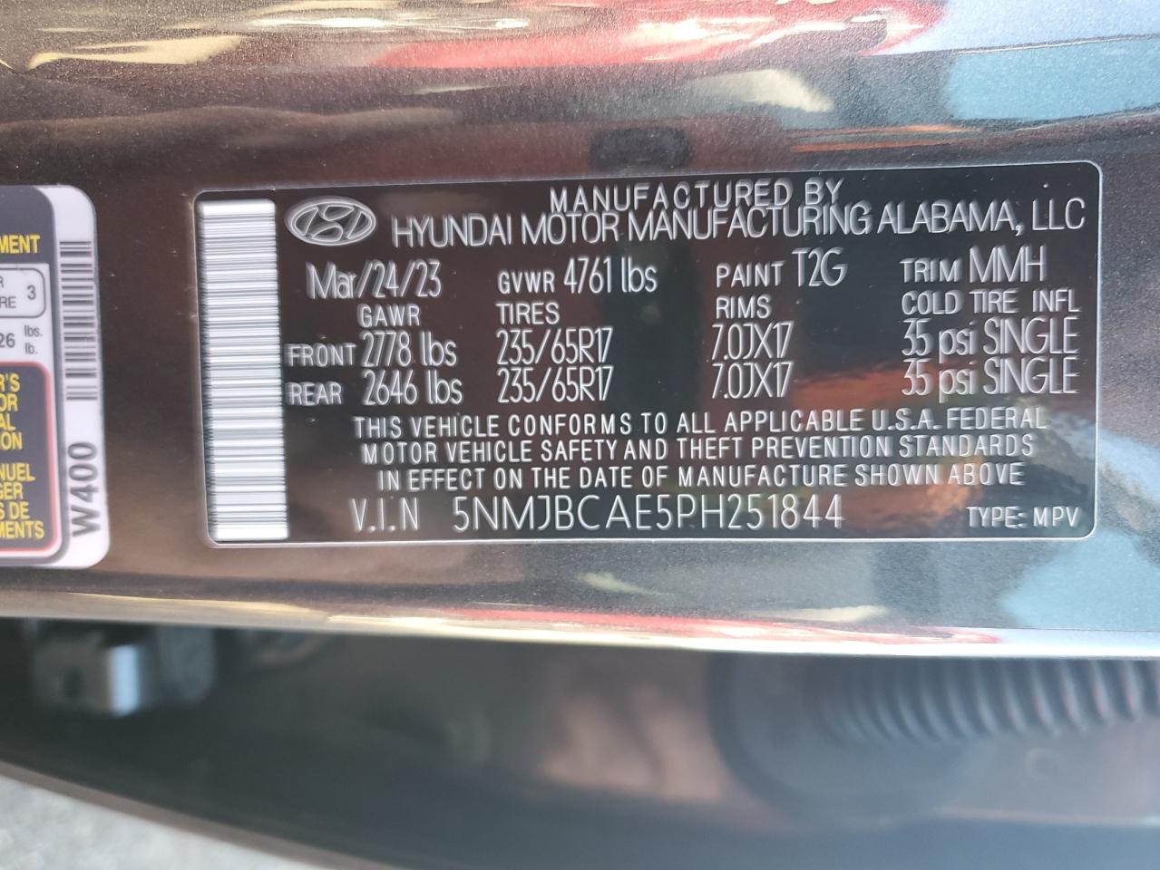 2023 Hyundai Tucson Sel VIN: 5NMJBCAE5PH251844 Lot: 65381085