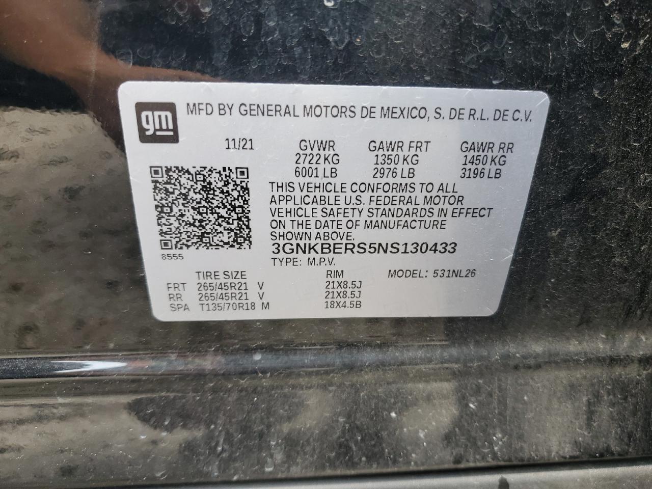 2022 Chevrolet Blazer Rs VIN: 3GNKBERS5NS130433 Lot: 67268695