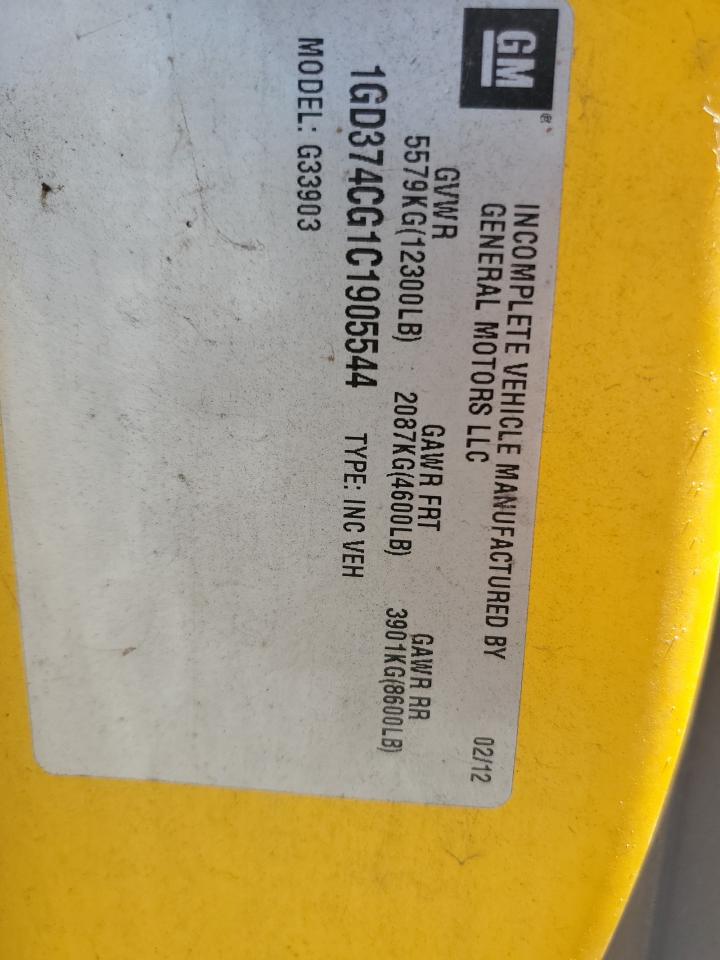 2012 GMC Savana Cutaway G3500 VIN: 1GD374CG1C1905544 Lot: 63497655