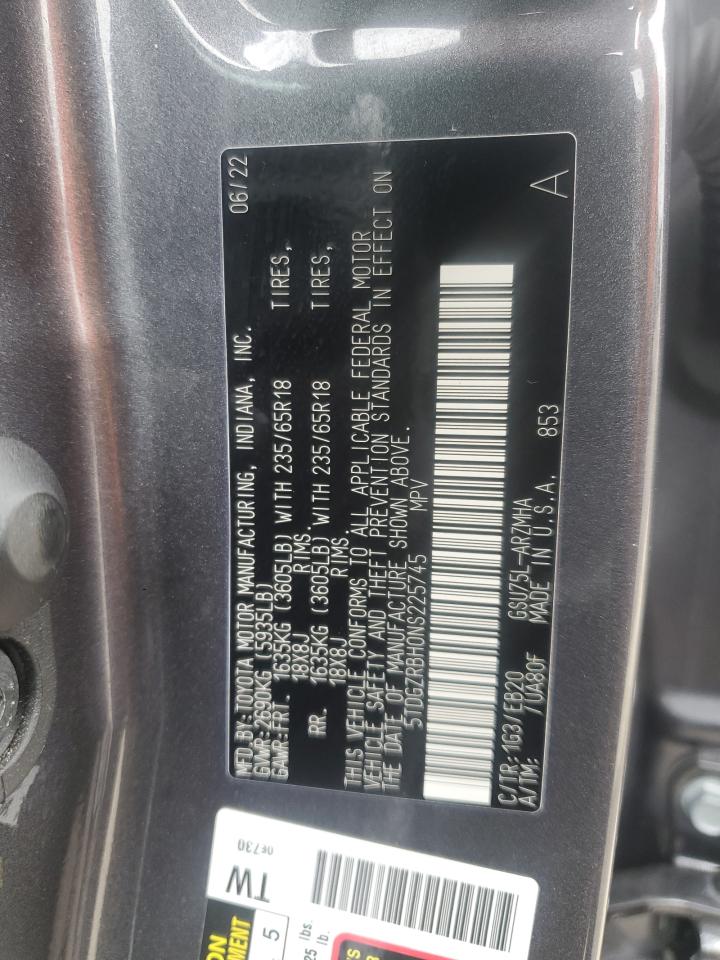 2022 Toyota Highlander Xle VIN: 5TDGZRBH0NS225745 Lot: 64306775
