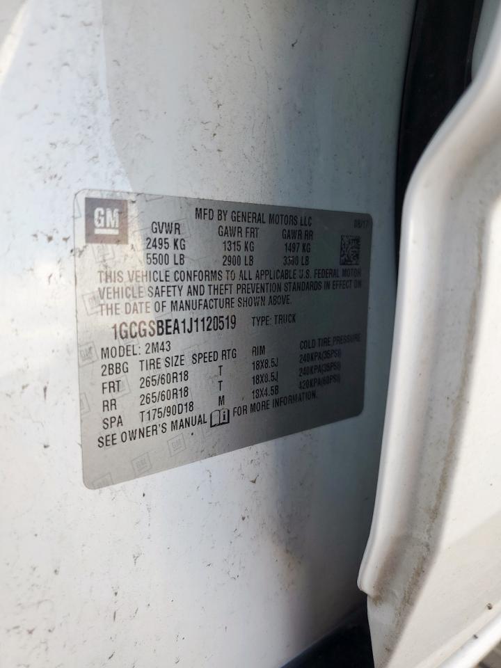 2018 Chevrolet Colorado VIN: 1GCGSBEA1J1120519 Lot: 65915005