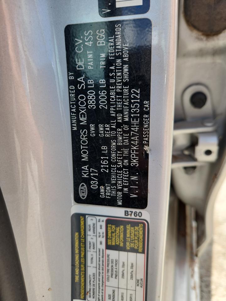 2017 Kia Forte Lx VIN: 3KPFK4A74HE135122 Lot: 64955005