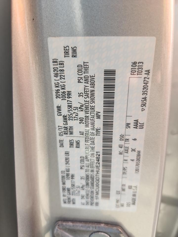 1FMCU0GD7HUE24821 FORD ESCAPE 2017