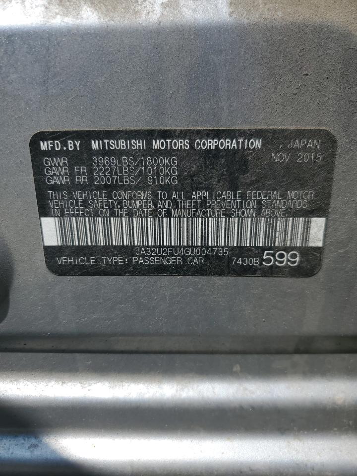 2016 Mitsubishi Lancer Es VIN: JA32U2FU4GU004735 Lot: 65334445