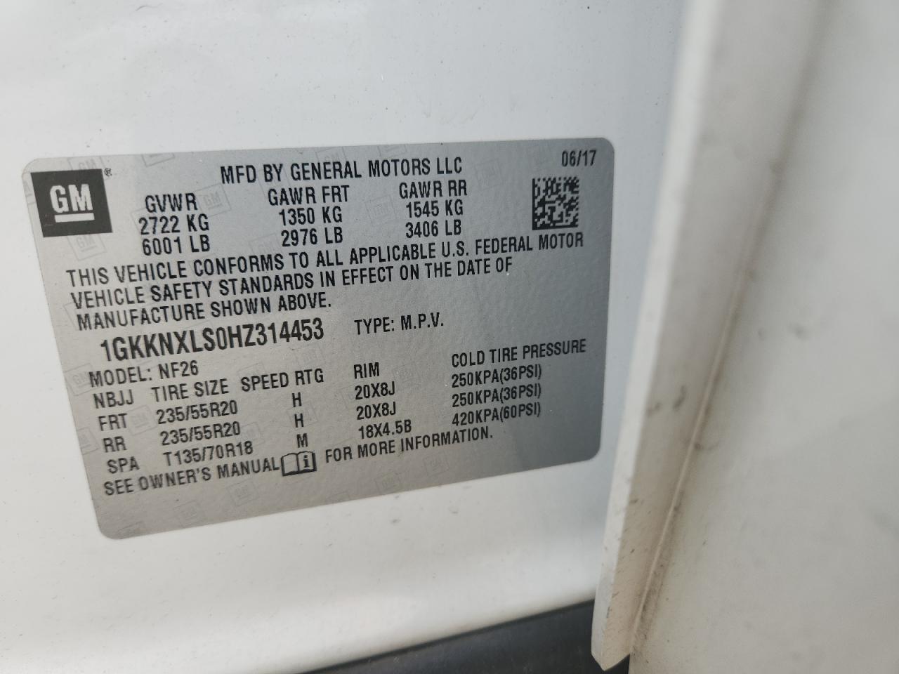 2017 GMC Acadia Denali VIN: 1GKKNXLS0HZ314453 Lot: 64176095