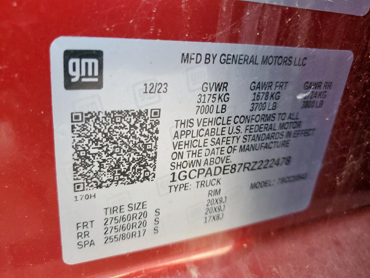 2024 Chevrolet Silverado C1500 Rst VIN: 1GCPADE87RZ222478 Lot: 65547375