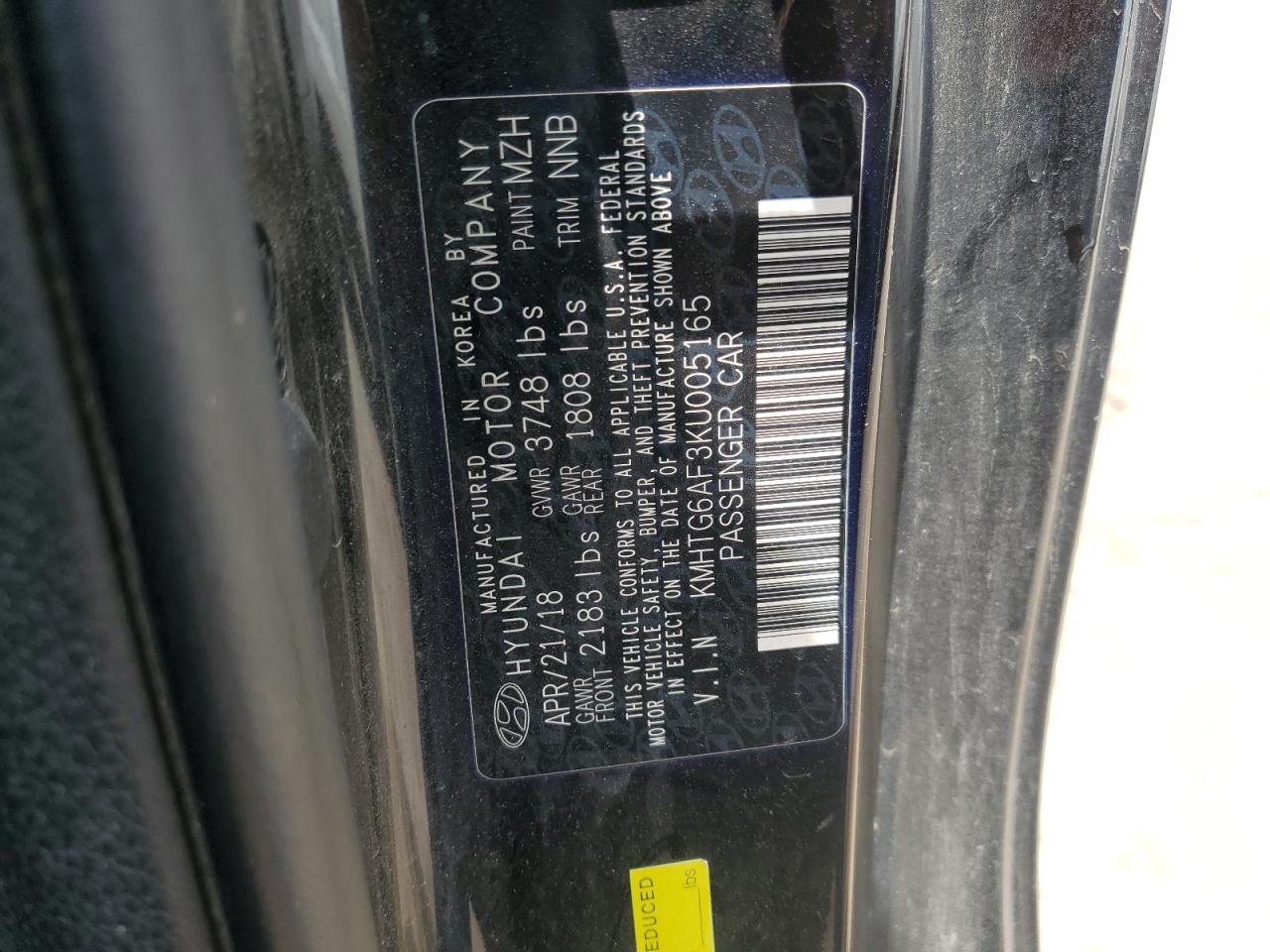 2019 Hyundai Veloster Base VIN: KMHTG6AF3KU005165 Lot: 64304245