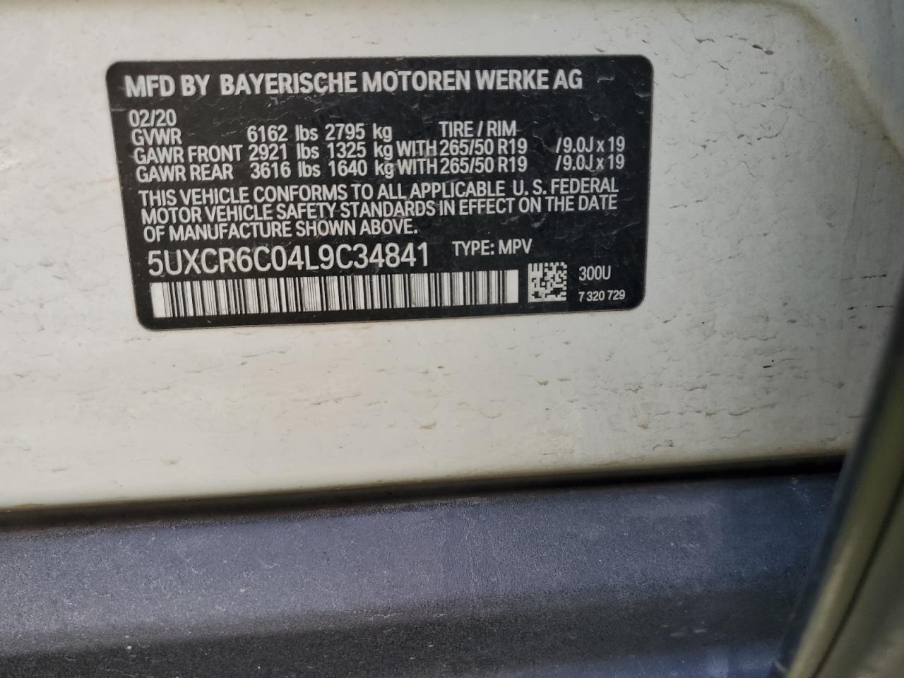 5UXCR6C04L9C34841 2020 BMW X5 xDrive40I
