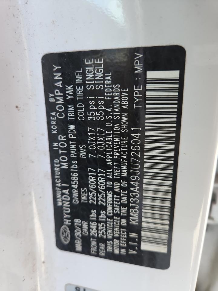 2018 Hyundai Tucson Sel VIN: KM8J33A49JU726041 Lot: 64767435