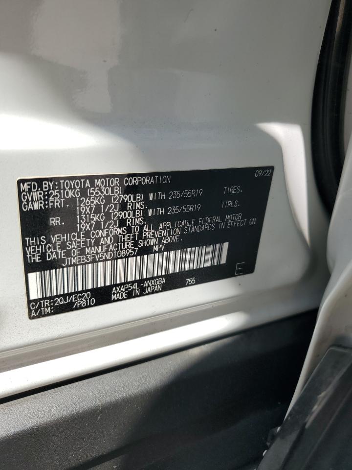 2022 Toyota Rav4 Prime Xse VIN: JTMEB3FV5ND108957 Lot: 64805005