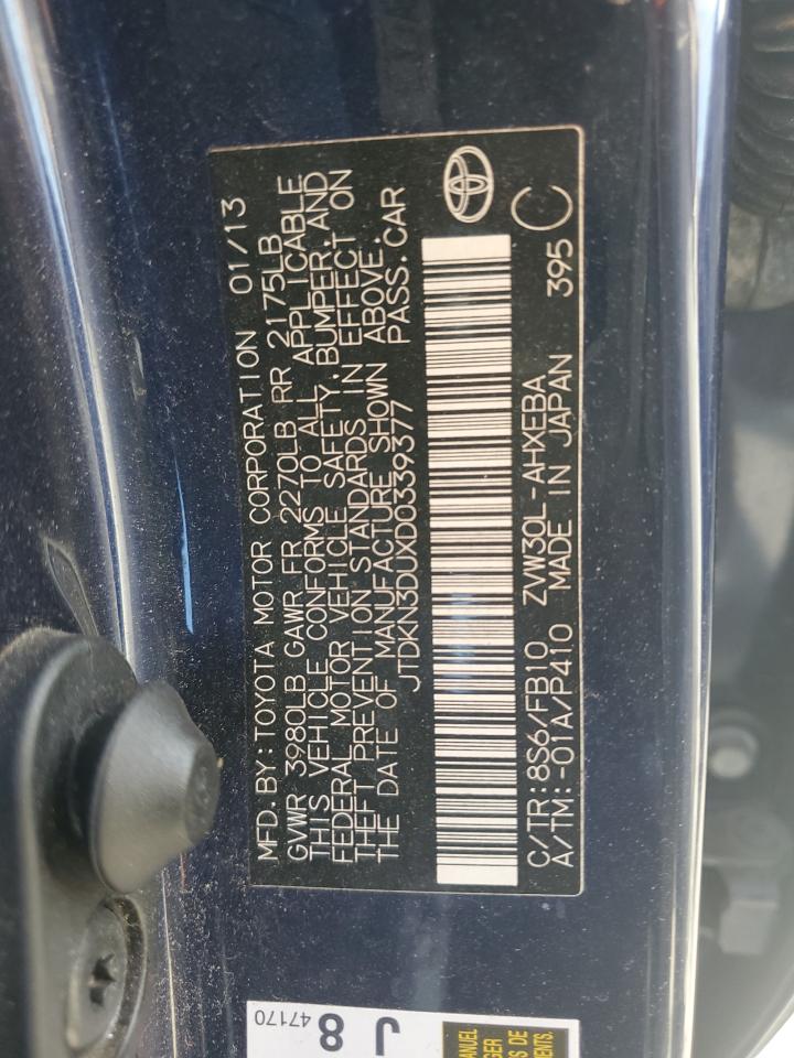 2013 Toyota Prius VIN: JTDKN3DUXD0339377 Lot: 64857995