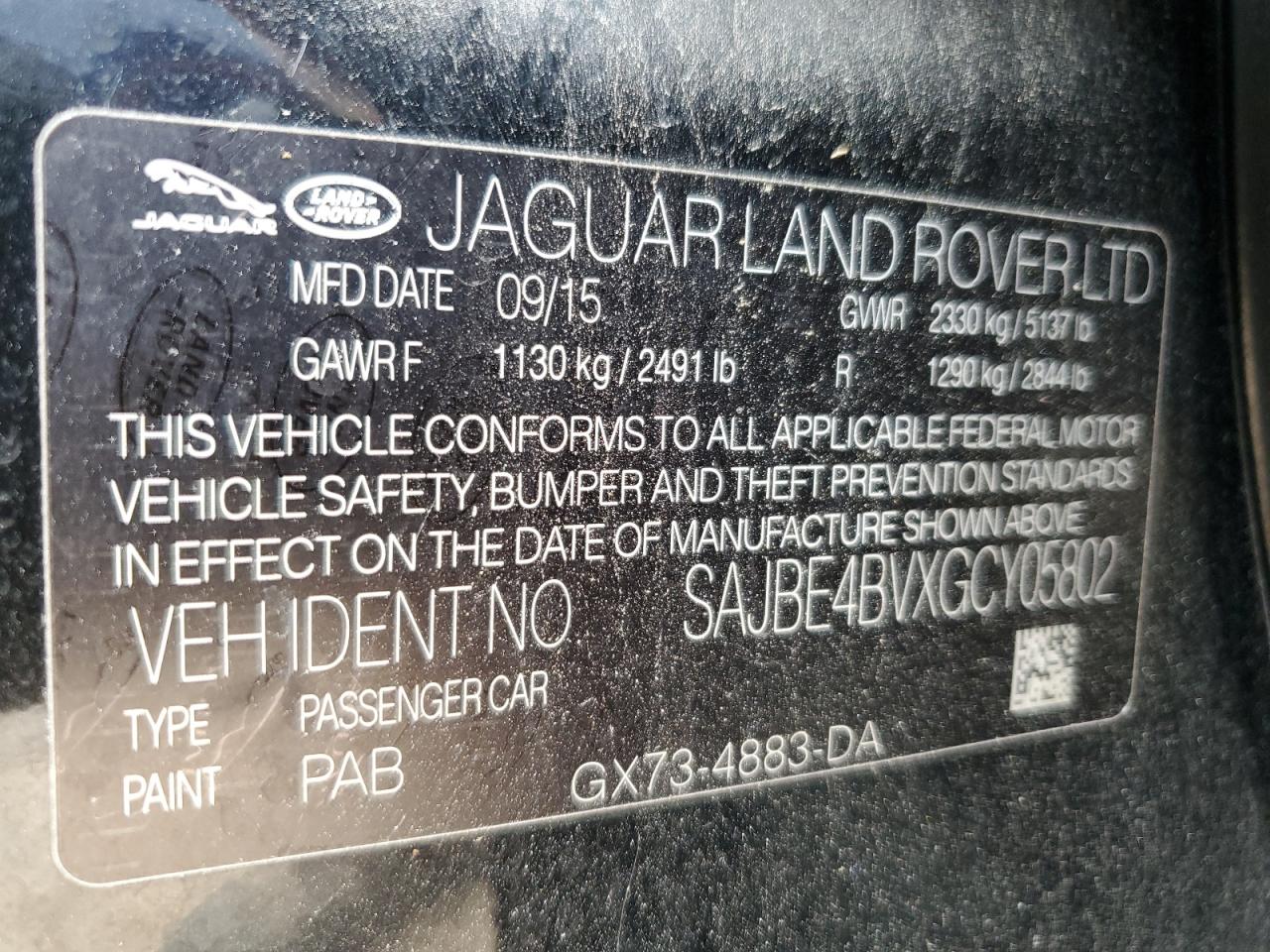 2016 Jaguar Xf Prestige VIN: SAJBE4BVXGCY05802 Lot: 66819645