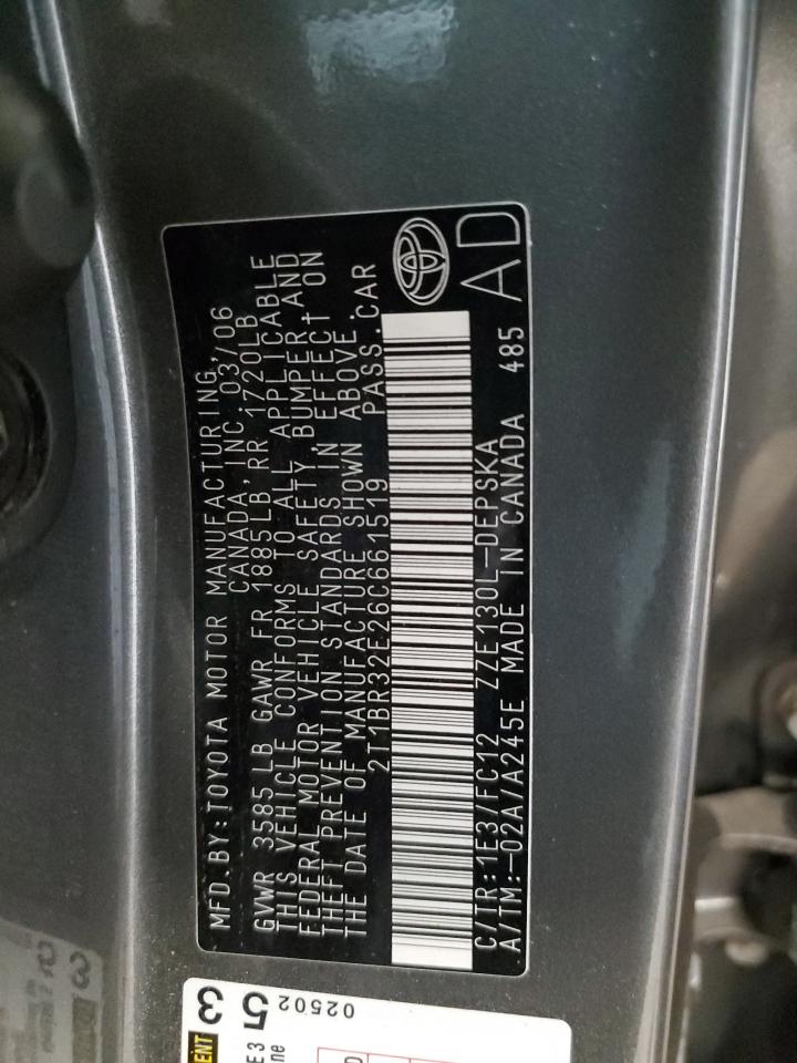 2t1br32e26c661519 2T1BR32E26C661519 2006 Toyota Corolla Ce