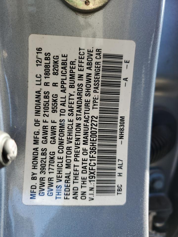 2017 Honda Civic Ex VIN: 19XFC1F36HE007272 Lot: 64835065