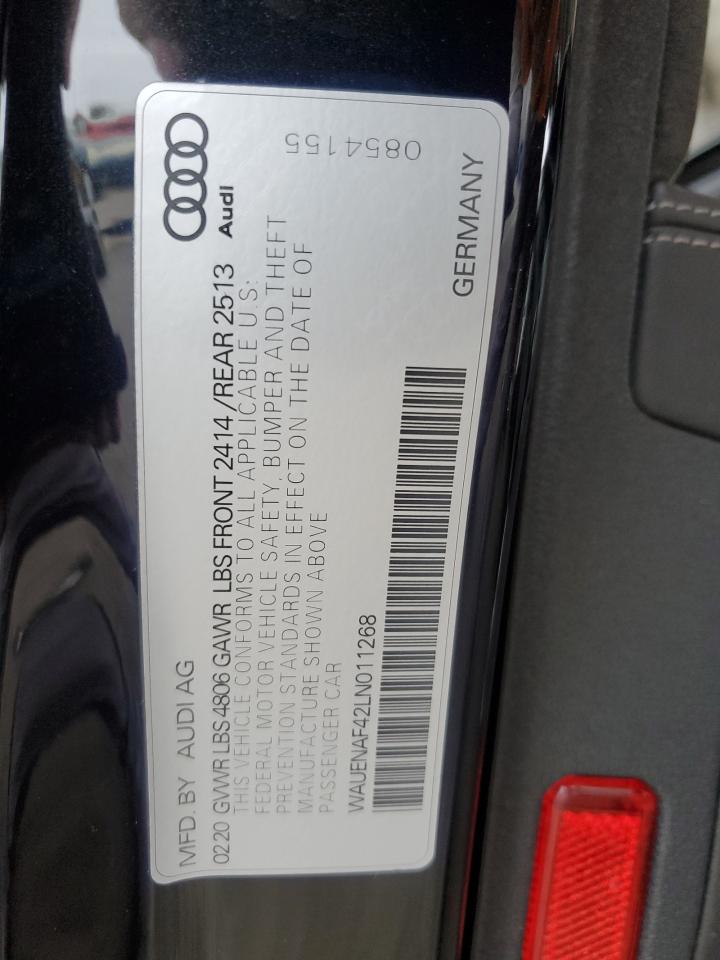 2020 Audi A4 Premium Plus VIN: WAUENAF42LN011268 Lot: 65002055