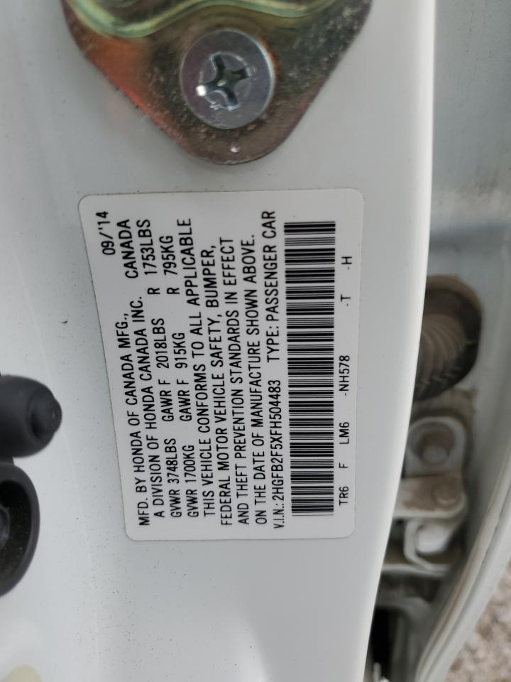 2015 Honda Civic Lx VIN: 2HGFB2F5XFH504483 Lot: 63340475