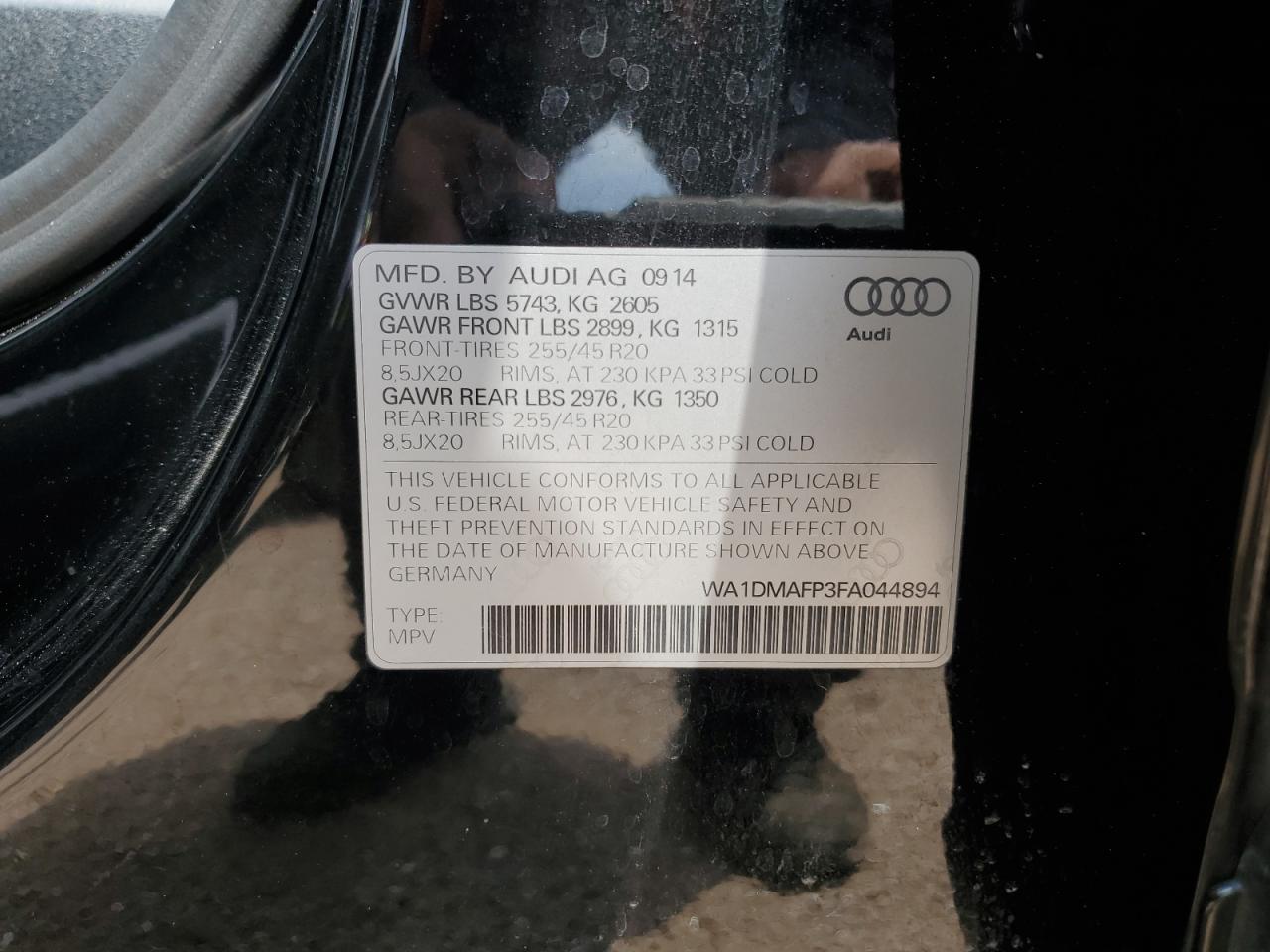 2015 Audi Q5 Tdi Premium Plus VIN: WA1DMAFP3FA044894 Lot: 65567215