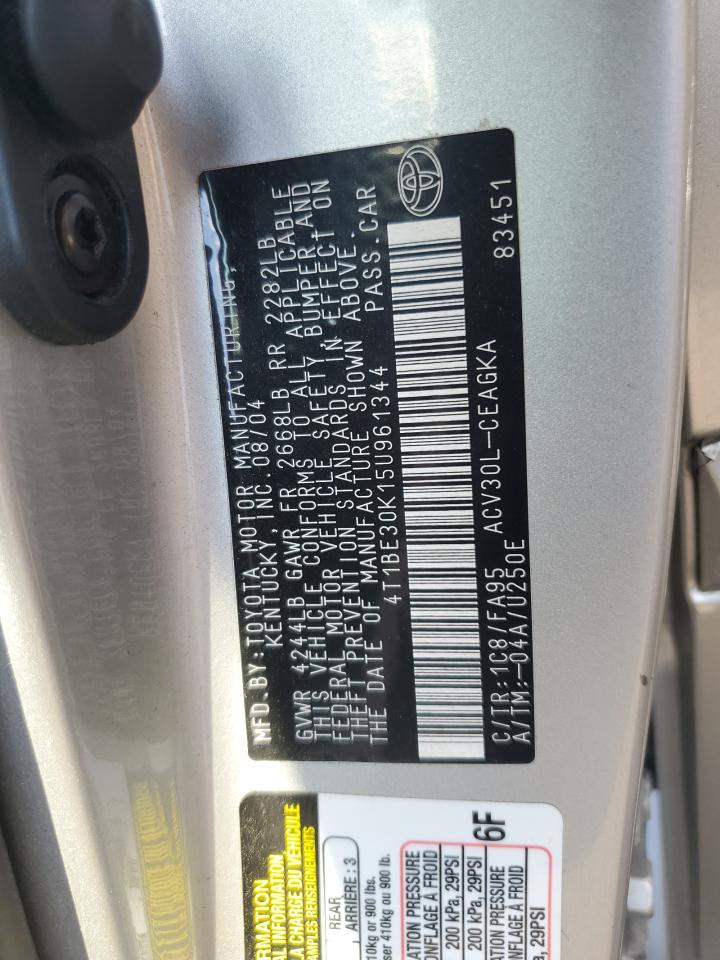 2005 Toyota Camry Le VIN: 4T1BE30K15U961344 Lot: 64476225