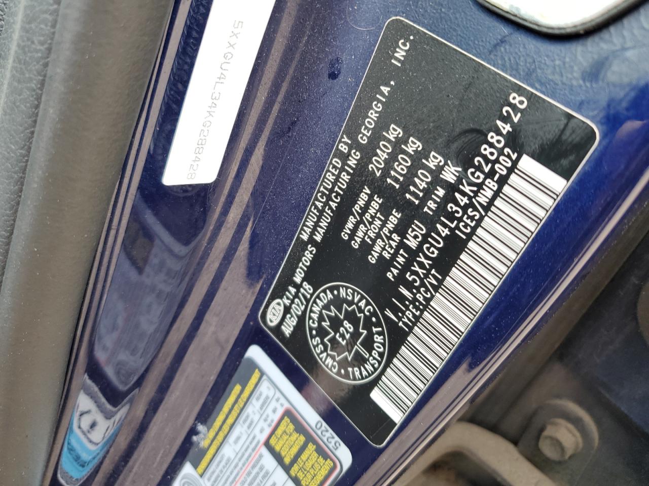 5xxgu4l34kg288428 5XXGU4L34KG288428 2019 Kia Optima Ex