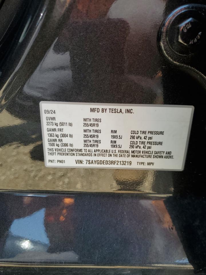 2024 Tesla Model Y VIN: 7SAYGDED3RF213219 Lot: 63590815