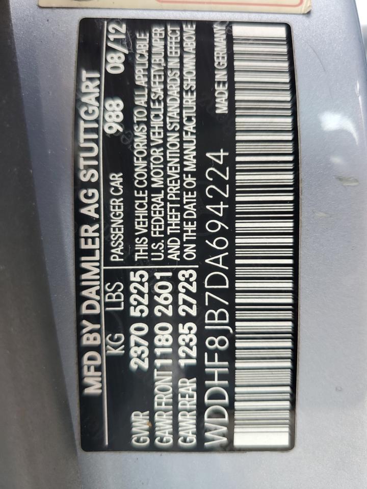 2013 Mercedes-Benz E 350 4Matic VIN: WDDHF8JB7DA694224 Lot: 64653995
