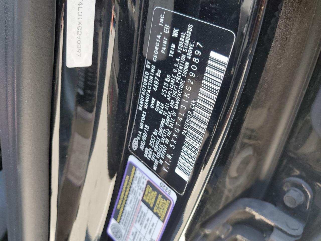 2019 Kia Optima Lx VIN: 5XXGT4L31KG290897 Lot: 65431775