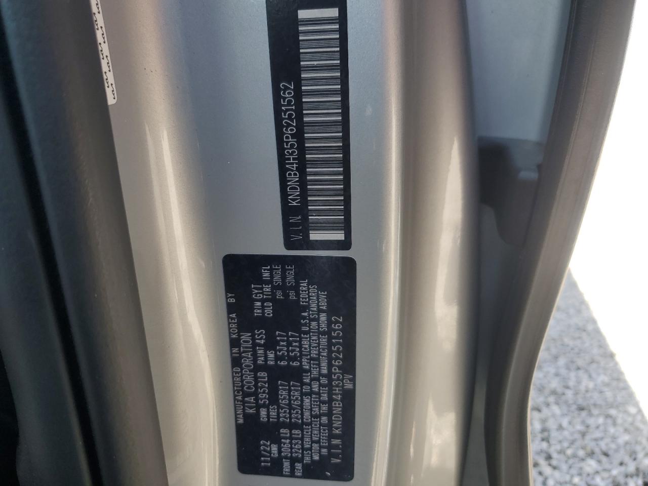 2023 Kia Carnival Lx VIN: KNDNB4H35P6251562 Lot: 65417005