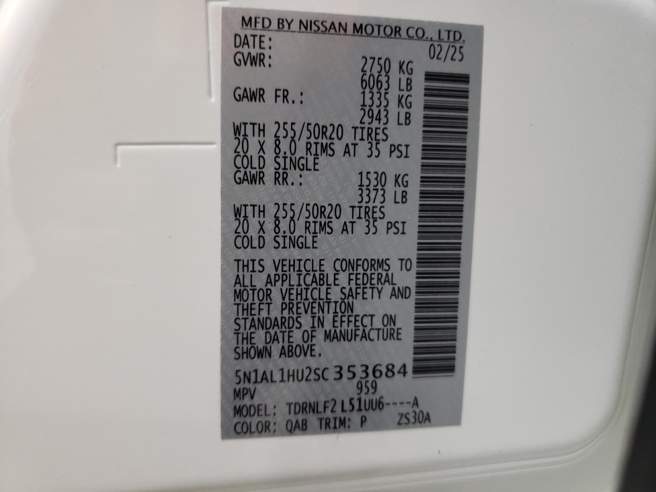 2025 Infiniti Qx60 Autograph VIN: 5N1AL1HU2SC353684 Lot: 67167505