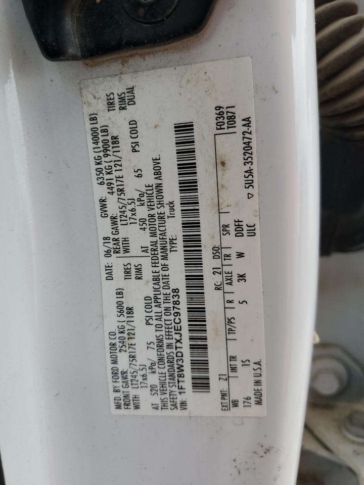 2018 Ford F350 Super Duty VIN: 1FT8W3DTXJEC97838 Lot: 62788265